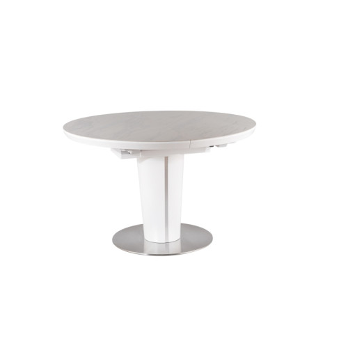 Round extendable table ORBIT CERAMIC Spanish ceramics, steel 120(160)x120x76cm white matt, marble DIOMMI ORBITCBB120