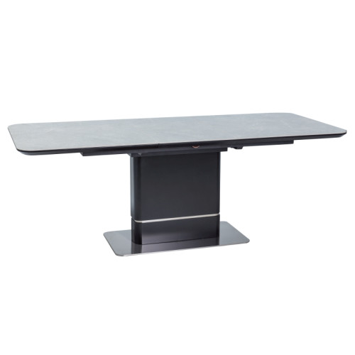 Extendable dining table PALLAS CERAMIC made of MDF, ceramics and steel 160(210)x90x76cm gray/black matte DIOMMI PALLASCSZC160
