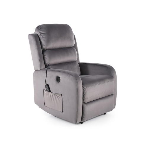 Relaxing armchair PEGAZ M grey velvet 64x88-160x102 DIOMMI PEGAZMVSZ