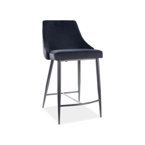 Upholstered bar stool Piano H2 47x42x88 black metal base/black velvet bluvel 19 DIOMMI PIANOBH2VCC