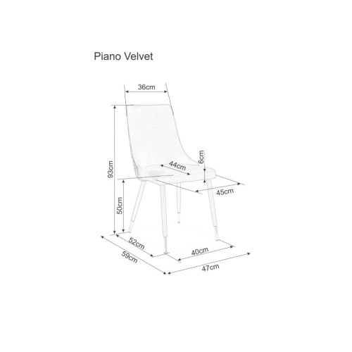 Upholstered chair PIANO in black velvet and black 47x44x93 DIOMMI PIANOBVCC