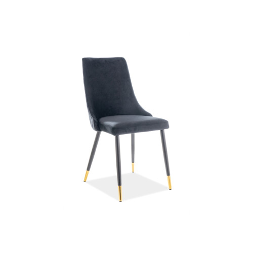 Upholstered chair PIANO black velvet and black and gold 47x44x93 DIOMMI PIANOVCC
