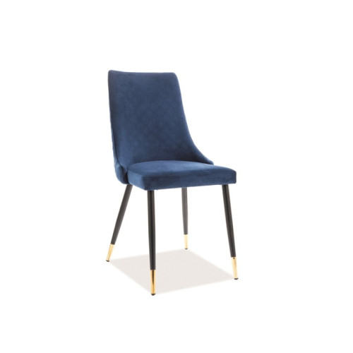 Upholstered chair PIANO blue velvet and black and gold 47x44x93 DIOMMI PIANOVCG