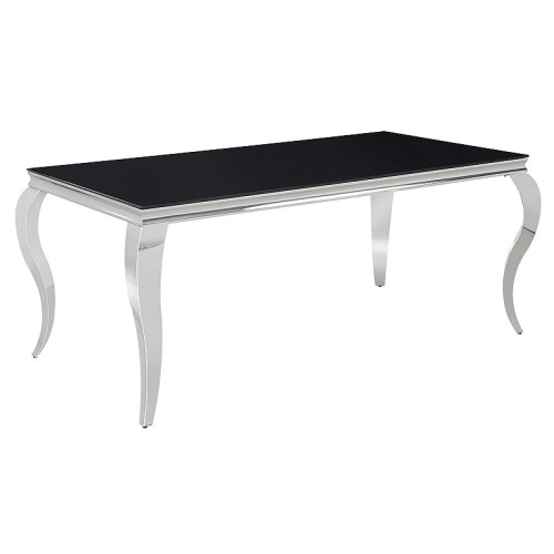 Dining table PRINCE tempered glass and metal 180X90 black, chrome DIOMMI PRINCECCH180