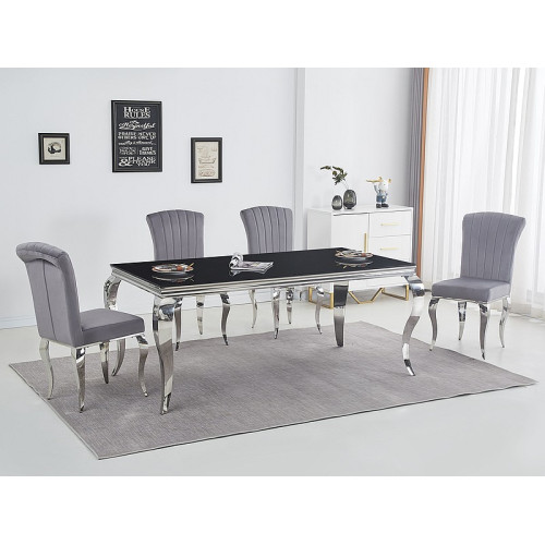 CHAIR PRINCE VELVET CHROME / GRAY TAP. 195 DIOMMI PRINCEVSZCH