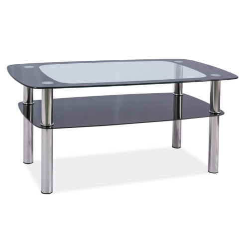 Classic living room table RAVA C made of transparent tempered glass and metal frame chrome100x60X55cm DIOMMI RAVACTCCH