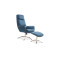 Armchair with stool REGAN blue damask and matt steel 75x51x104 DIOMMI REGANMO