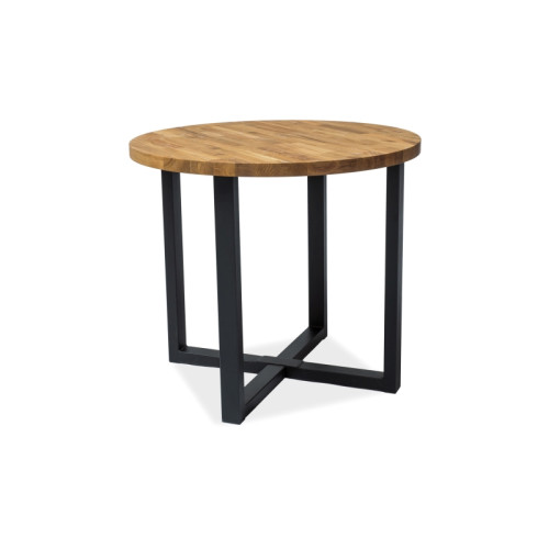 Round kitchen table ROLF  with solid oak top and metal frame 90x90x78cm DIOMMI ROLFLDC90