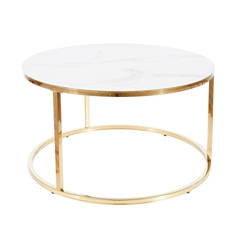 Coffee table Sabine 80x80x45 white marble/gold DIOMMI SABINEMAZL 80-1519
