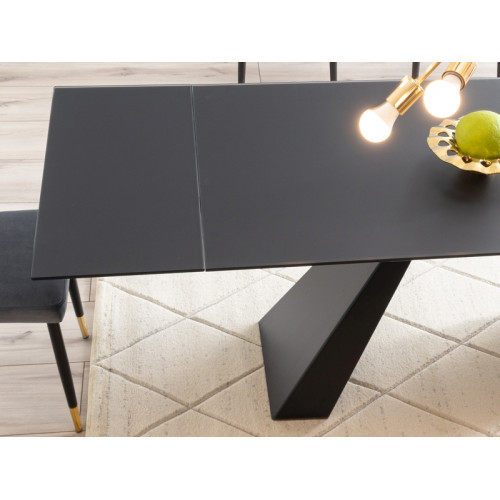 Extendable dining table SALVADORE tempered glass, metal 160(240)x90x76cm matte black DIOMMI SALVADOREC160