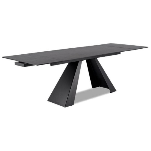 Extending table SALVADORE CERAMIC made of tempered glass and Italian ceramics 160(240)x90x76cm gray marble/black DIOMMI SALVADORESZC