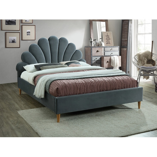 Upholstered Bed Santana with Velvet 160x200 Color Gray DIOMMI SANTANAV160SZD