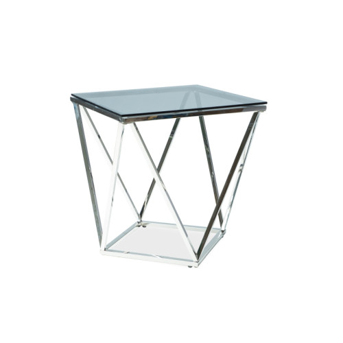 Coffee table SILVER B made of glass and metal 50x50x53cm chrome DIOMMI SILVERBSC