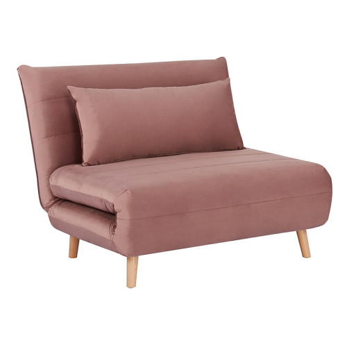 Extending armchair SPIKE antique pink velvet and beech 105x90-105x80 DIOMMI SPIKEVRABU