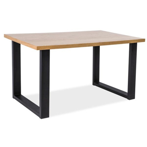 Dining table UMBERTO in solid oiled oak wood 150x90x78cm oak/ black DIOMMI UMBERTOLDC150