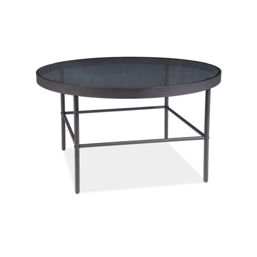 Coffee table VANESSA round with tempered glass and metal frame 80x80x45cm black DIOMMI VANESSASZC
