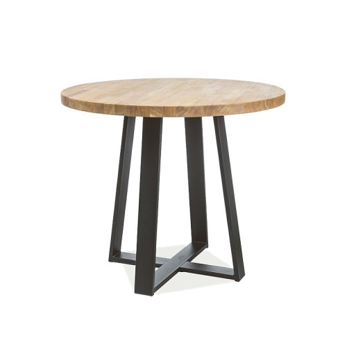 Round kitchen table VASCO made of solid oak and metal 80x80x78cm oak/black DIOMMI VASCOLDCFI80