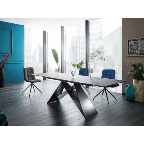 Extendable dining table WESTIN tempered glass 160(+80)x90x76 DIOMMI WESTINCC160
