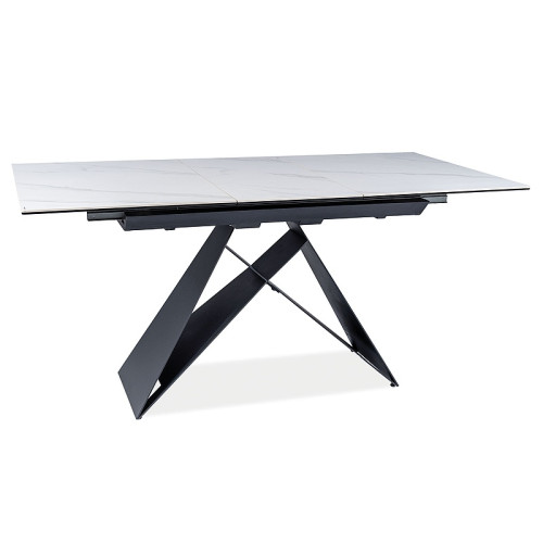 Extendable dining table WESTIN 120(+40)x80x76cm glass white/black matte DIOMMI WESTINSCB120