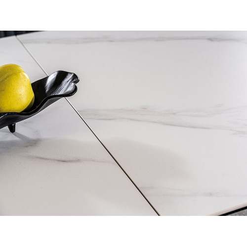Extendable dining table WESTIN 120(+40)x80x76cm glass white/black matte DIOMMI WESTINSCB120