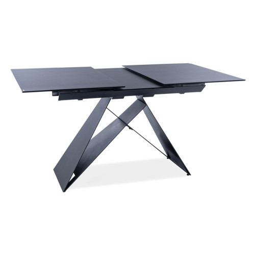 Extendable dining table with tempered glass and metal, in black color WESTIN 120(+40)x80x76 glass DIOMMI WESTINSGC120