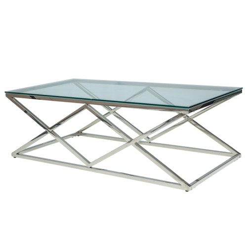 Coffee table JURY ZEGNA A 120x60x40cm tempered glass top and metal frame in chrome DIOMMI ZEGNAAS 